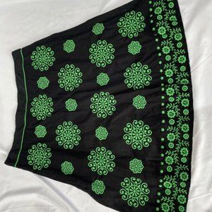 Anthropologie Lithe green embroidered flare skirt